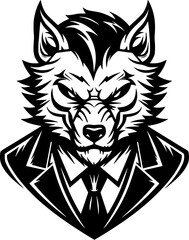 Werewolf Fantasy Creature Vintage Outline Icon In Hand-drawn Style