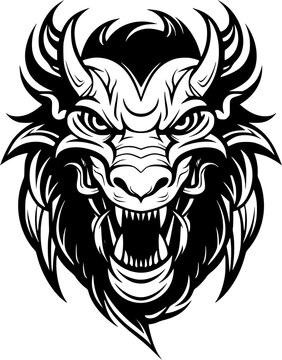 Dragon Fantasy Creature Vintage Outline Icon In Hand-drawn Style