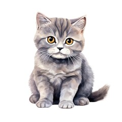 Fototapeta premium Cute kitten watercolor illustration