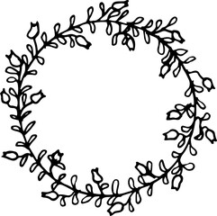 Wreaths Hand Drawn Circle Leaf Circle Line Art