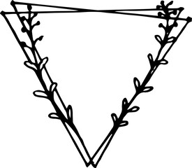 Wreaths Triangle Hand Drawn Leaf Circle Line Art