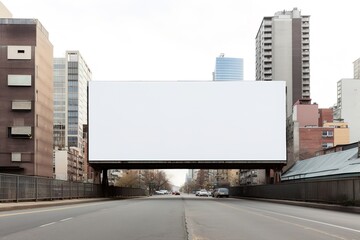 Obraz premium A large empty advertising poster, a mock-up of a Billboard in front of a building in the city, with space for copying, Advertising