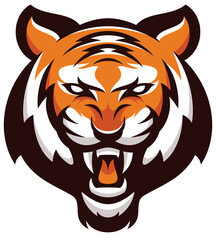 Colorful Tiger Animal Beast Head Sport Logo