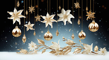 golden christmas decoration on white background