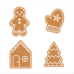 Gingerbread Christmas house cookies isolated on white vector