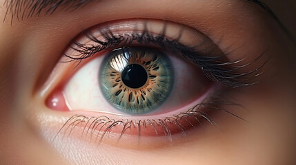 Fototapeta premium Close up picture of human eye, macro shot, colourful pupils