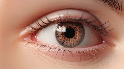 Naklejka premium Close up picture of human eye, macro shot, colourful pupils