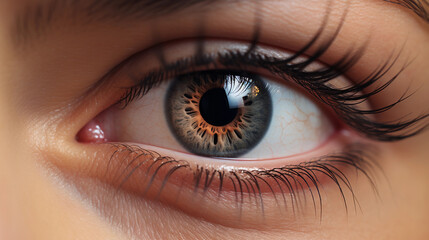 Fototapeta premium Close up picture of human eye, macro shot, colourful pupils