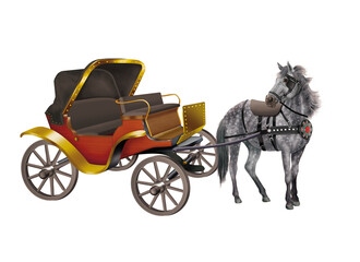 voiture, cheval, calèche, millésime, vieux, roue, transport, transport, vecteur, véhicule, carriole, antique, rétro, carrosse, chariot, voyage, illustration, auto, silhouette, automobile, conception, 