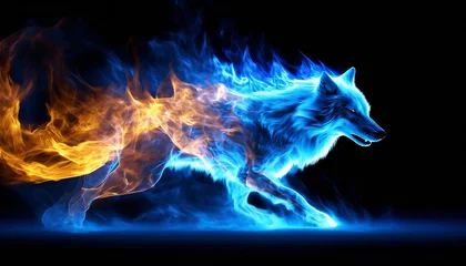 Tuinposter 狼と炎のエフェクト © Sagohachi