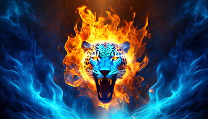 豹と炎のエフェクト