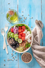 Healthy Greek salad for people on diet in alternative version.