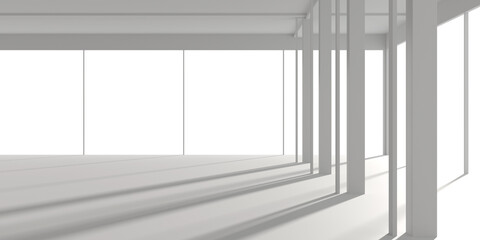 Minimalistic room space. White clean empty architecture interior