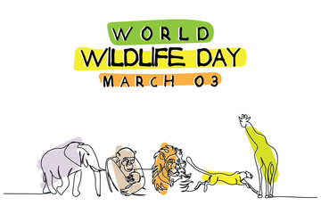 World wild life conservation day. Wildlife Conservation Day seeks to spread awareness about preserving and protecting the natural world and its inhabitants. Speak against wild life crime. Concept art.