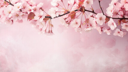 Obraz premium Beautiful Spring Border Background with Pink Blossom