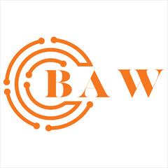 BAW letter design. BAW letter technology logo design on white background. BAW Monogram logo design for entrepreneur and business.