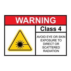 Obraz premium Laser radiation danger class 4 label icon, safety information symbol vector illustration