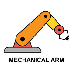 Mechanical robot arm machine icon, technology hydraulic robotic hand, vector illustration