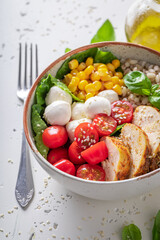Diet Caesar salad with groats as fit food.