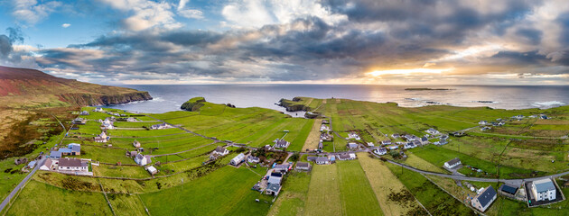 Aerial view of the beautiful coast at Malin Beg in County Donegal, Ireland © Lukassek