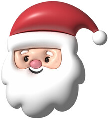 Santa Claus cartoon face in 3d style