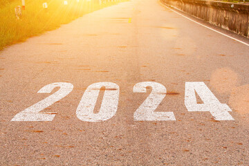 New year 2024. Text of 2024 has written on th ground.