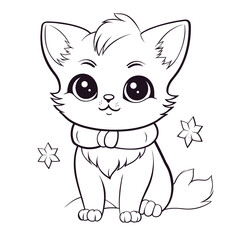 Fototapeta premium A Cat On A Snowy Christmas Morning Snowy Morning , Coloring Pages Png