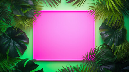 Fototapeta na wymiar Fantastic Creative Spring Color Layout Neon Light Flat Square