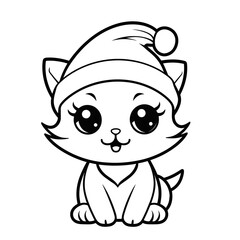 A Cat With A Santa Hat And A Jingle Bell Santa, Coloring Pages Png