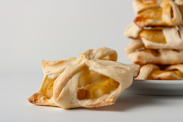 apple buns, on a white background, copy space