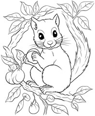 Squirrel was eating coloring page