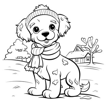 A Dog On A Snowy Christmas Morning Snowy Morning , Coloring Pages Png