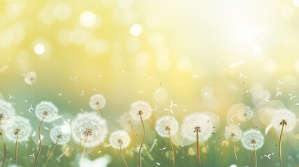 Spring Background with White Dandelion