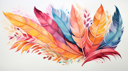 Amazing Watercolor Feathers and Leaves