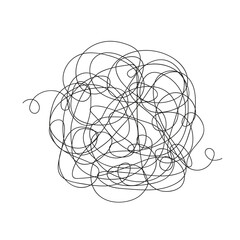 Hand drawn tangle scrawl sketch or black line spherical abstract scribble shape vector illustration. - obrazy, fototapety, plakaty