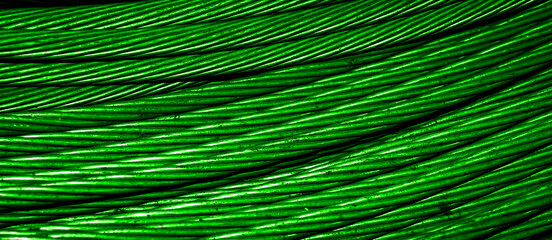 green aluminum electric cable.background or texture