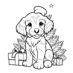 A Pup As A Christmas Ornament On A Tree Christmas, Coloring Pages Png