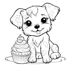 A Pup With A Plate Of Christmas Cupcakes Christmas, Coloring Pages Png