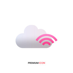 Cloud Signal Icon, Cloud computing with wifi signal simple flat vector illustration