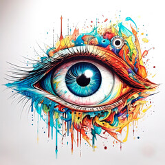 Color tattoo. Surreal illustration. Generative AI