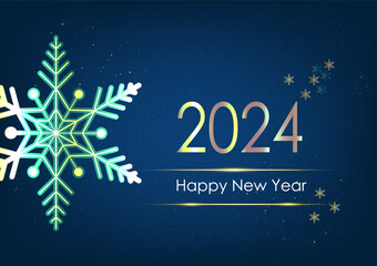 Happy New Year 2024 greeting card with snowflakes. Vector illustration.