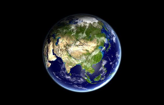 Image of planet Earth as seen from space with the continent of Asia in the center