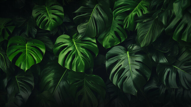 Green tropical leaves background. nature green background