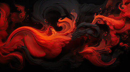 Abstract swirls of red pepper essence enveloping the inky black backdrop Ai Generative
