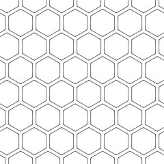 honeycomb line art minimal seamless pattern