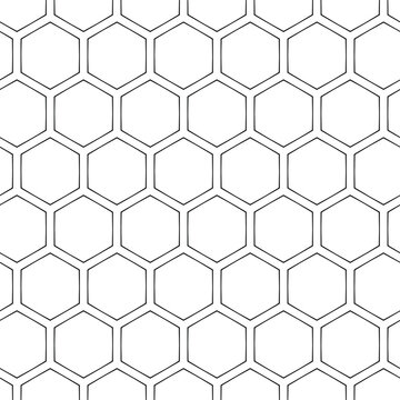 honeycomb line art minimal seamless pattern