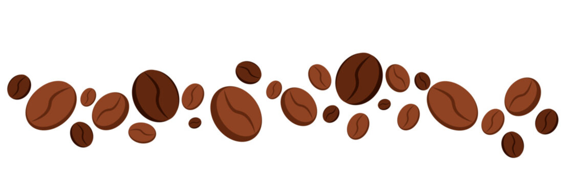 Coffee beans divider border with different shape and color illustration cartoon design