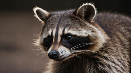 close up of a raccoon , nature wildlife photography