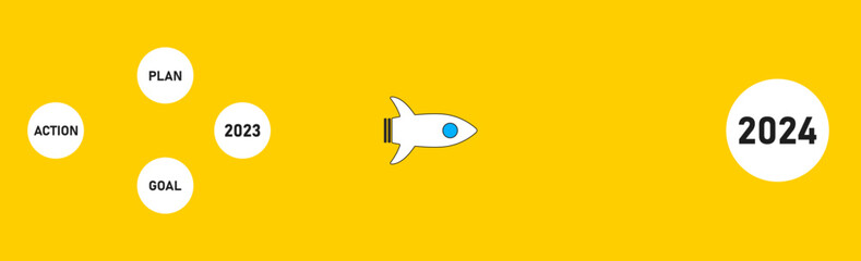 Red plane going towards target, plan, action.2024 annual plan idea concept.