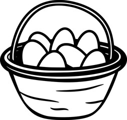 outline illustration of egg in the nest for coloring page